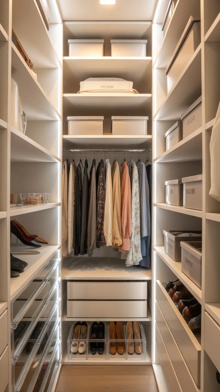 20+ Narrow Walk‑In Closet Decor Ideas to Maximize Space, Style & Storage