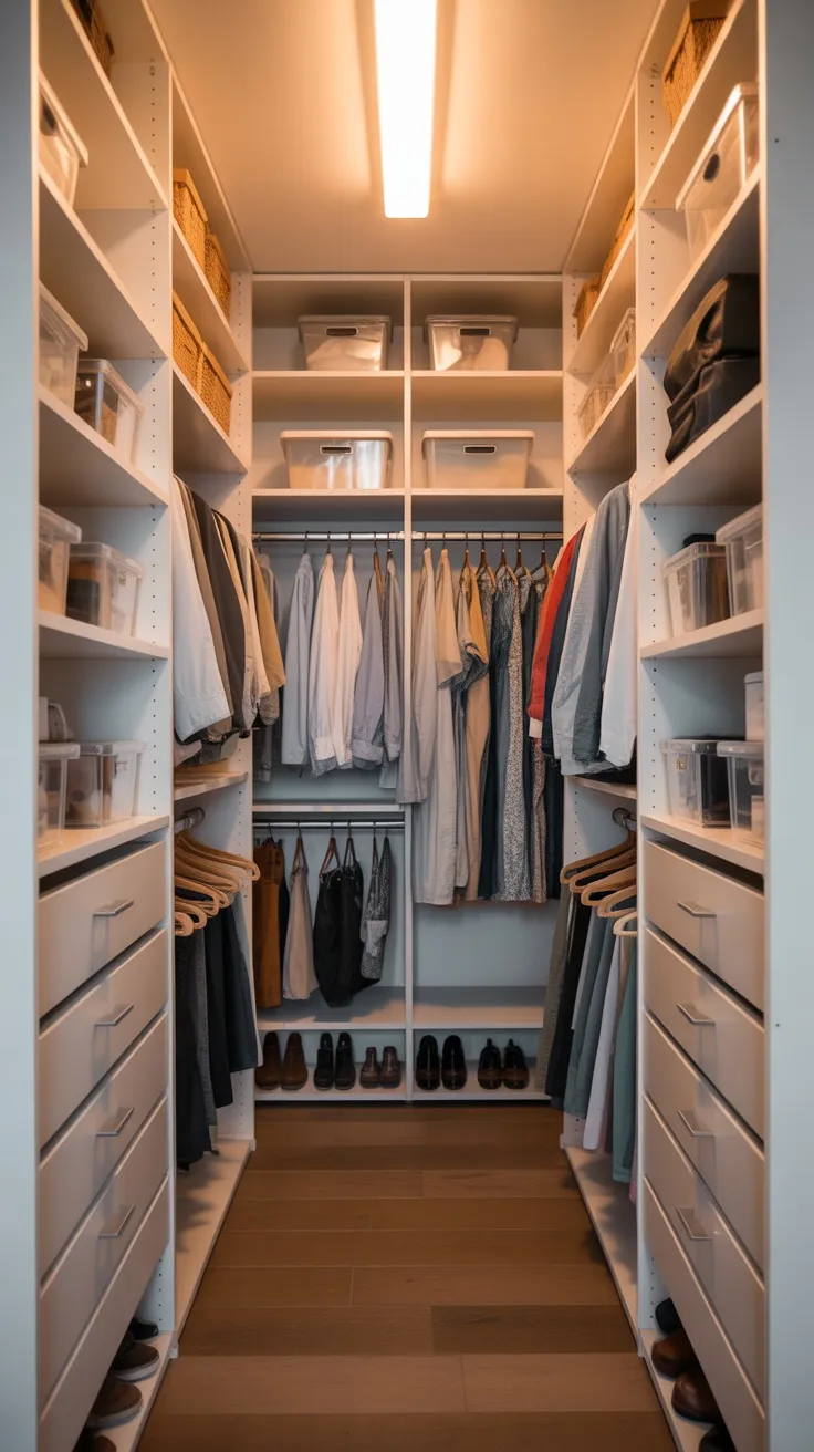 20+ Narrow Walk‑In Closet Decor Ideas to Maximize Space, Style & Storage