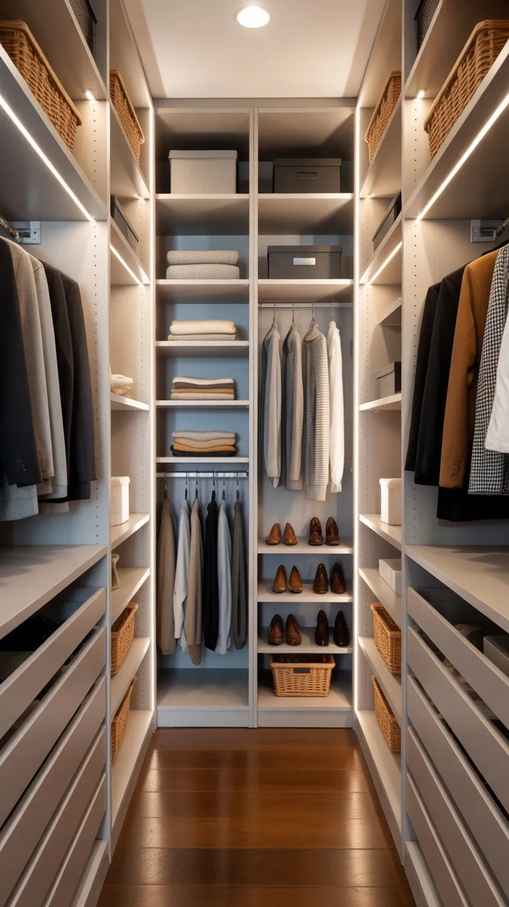 20+ Narrow Walk‑In Closet Decor Ideas to Maximize Space, Style & Storage