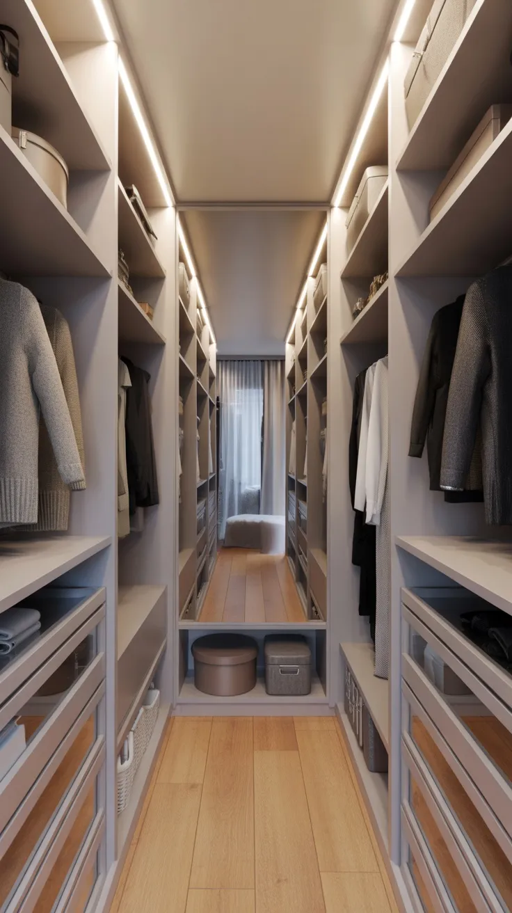 20+ Narrow Walk‑In Closet Decor Ideas to Maximize Space, Style & Storage
