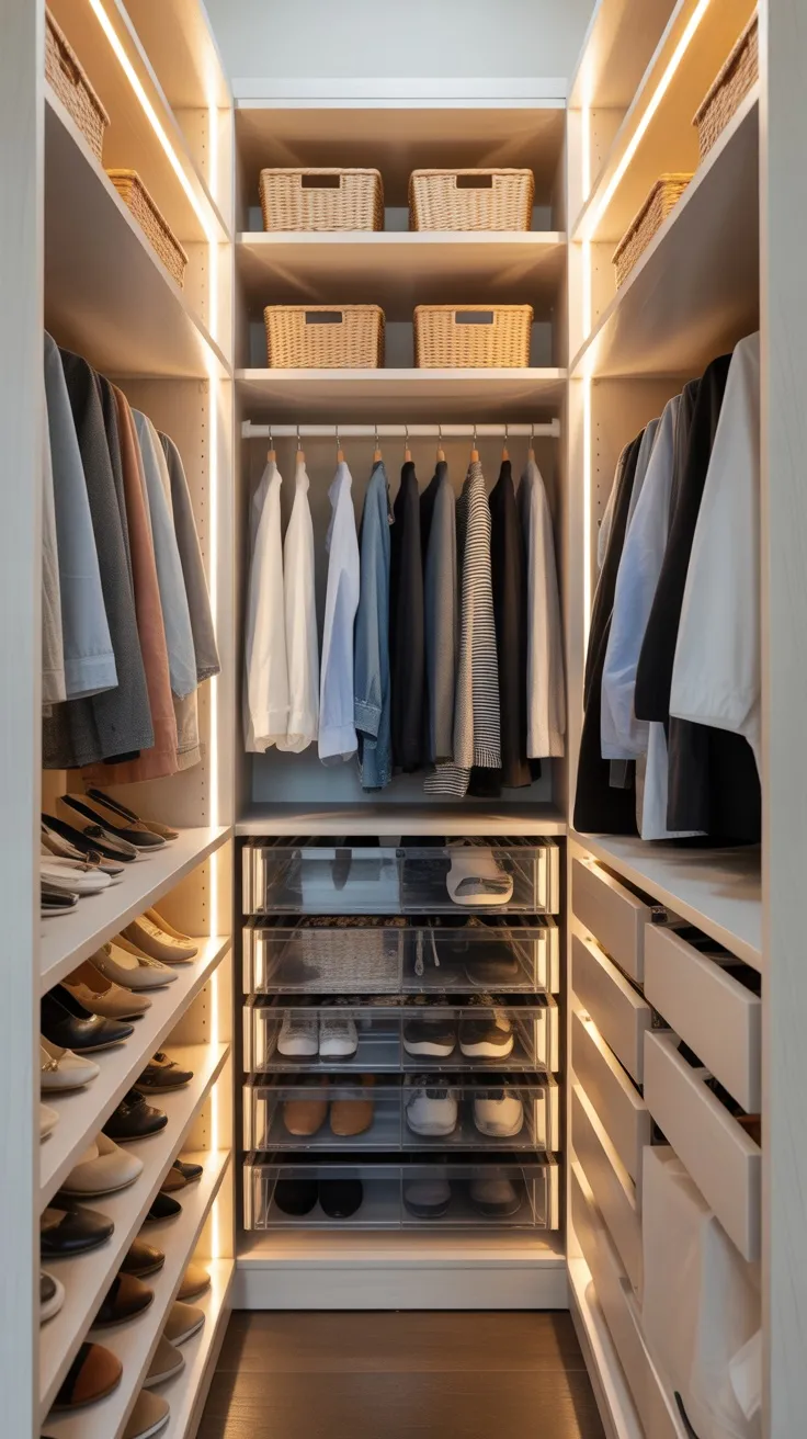 20+ Narrow Walk‑In Closet Decor Ideas to Maximize Space, Style & Storage